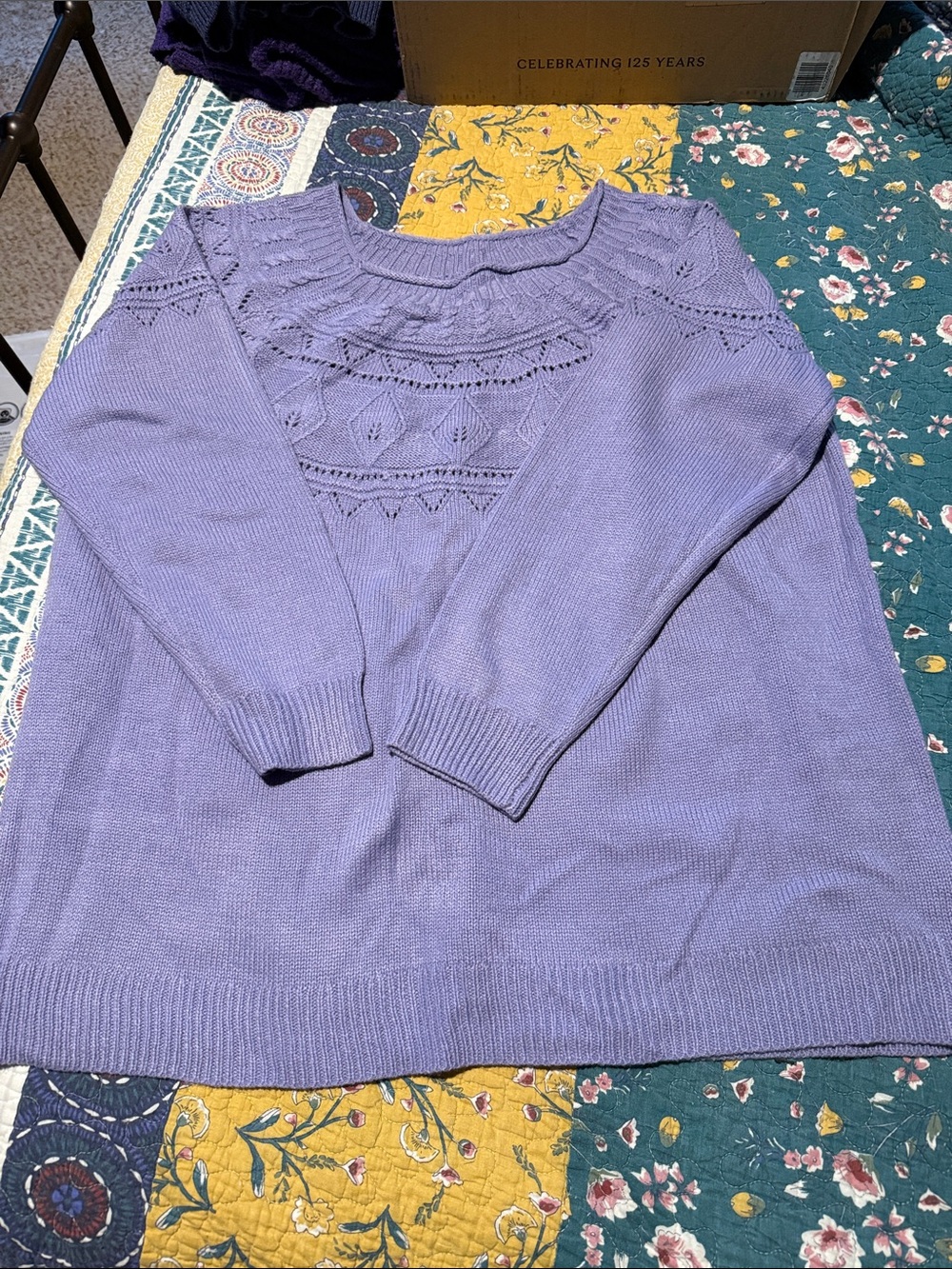 BloomChic Lavender Roll Neck Knit Sweater With Yoke Design